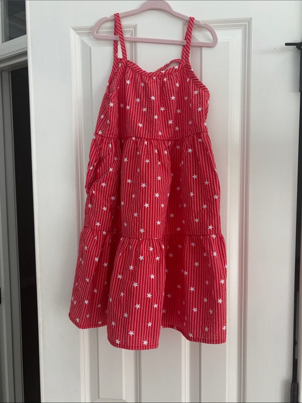 Cat & Jack Girls' Red Star Print Tiered Sundress